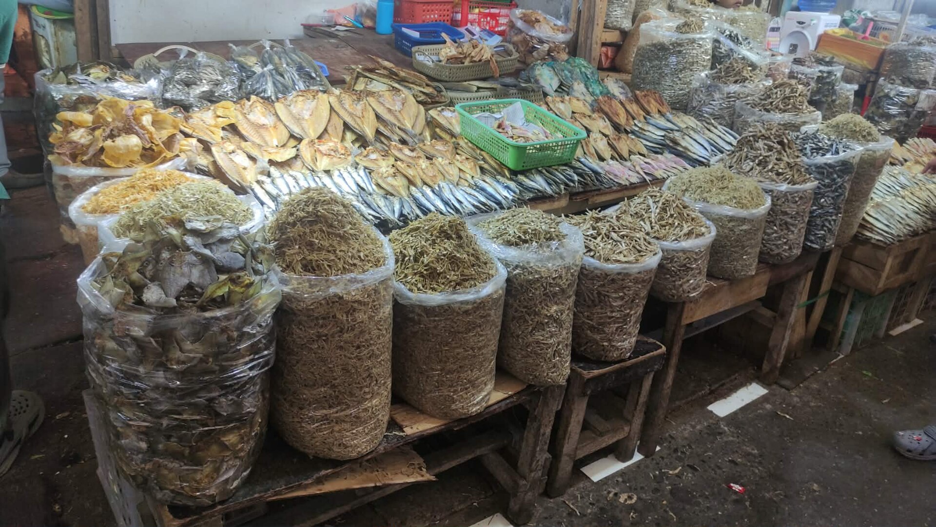 Abundant Display of Dried Fish and Seafood